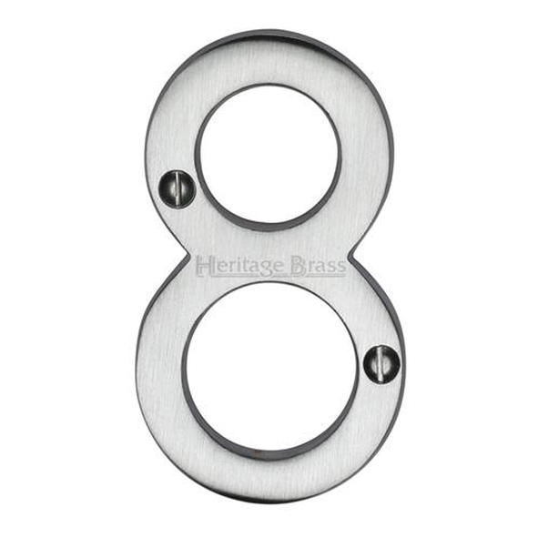 C1561 8-SC • 76mm • Satin Chrome • Heritage Brass Face Fixing Numeral 8